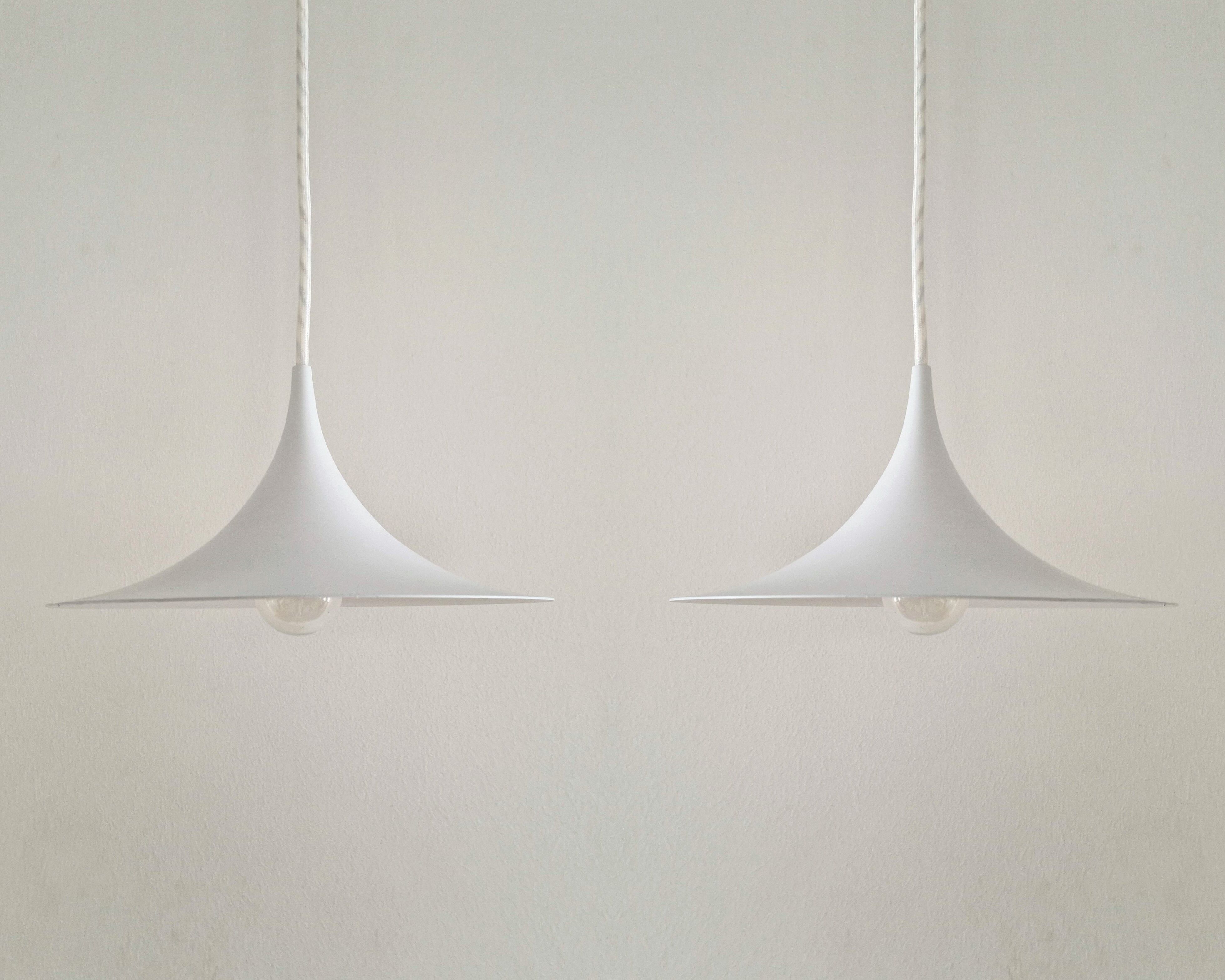 Set of 2 white "Micro" Semi pendant lamps by Claus Bonderup & Torsten Thorup for Lyfa