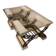 Travertine table with wrought iron, Italy circa 1980.