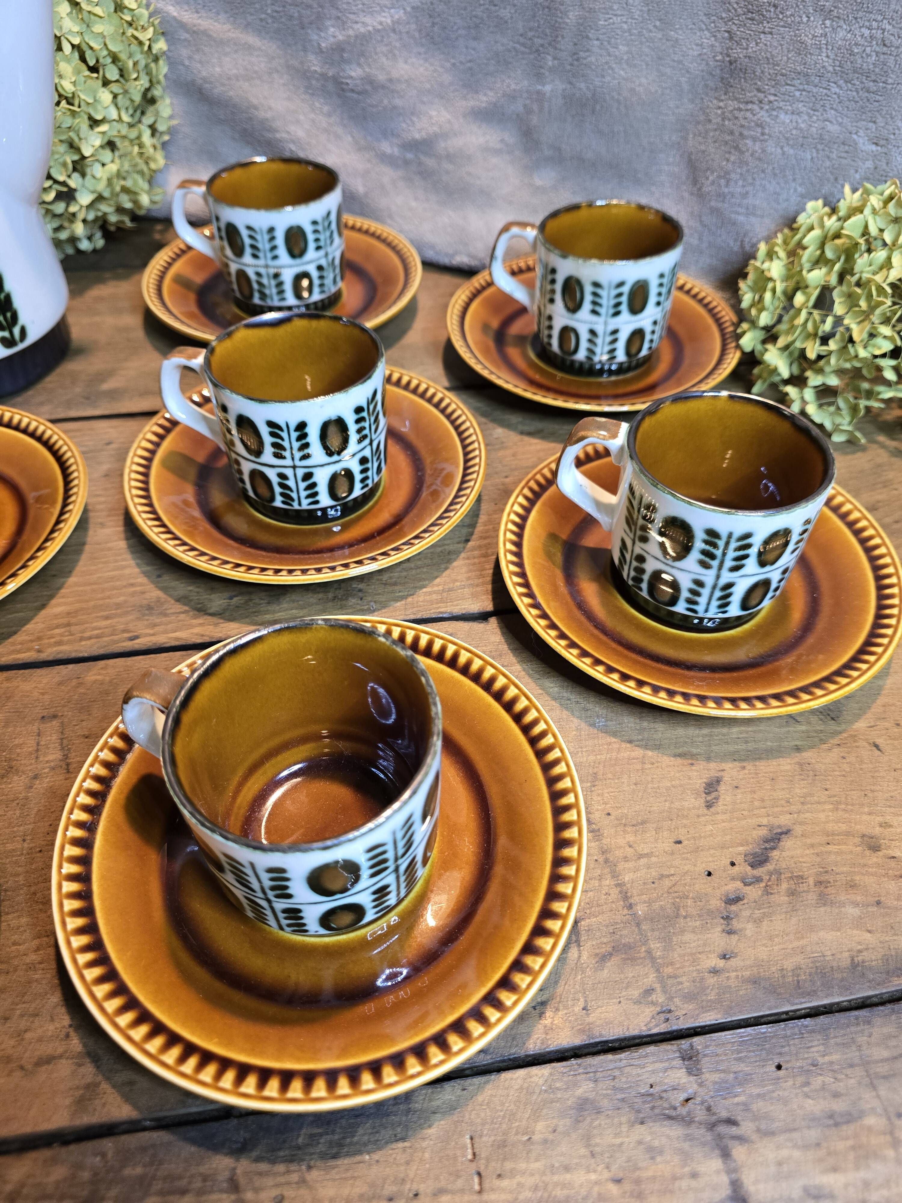 Boch la louvière – delta noix coffee service 1966 – vintage 25 pieces