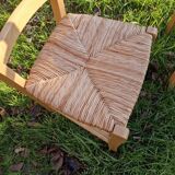 Pair of wooden and straw chairs