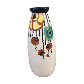 Art Deco cracked ceramic vase