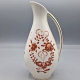 Pichet en porcelaine allemande peint à la main avec motif floral et bordure dorée