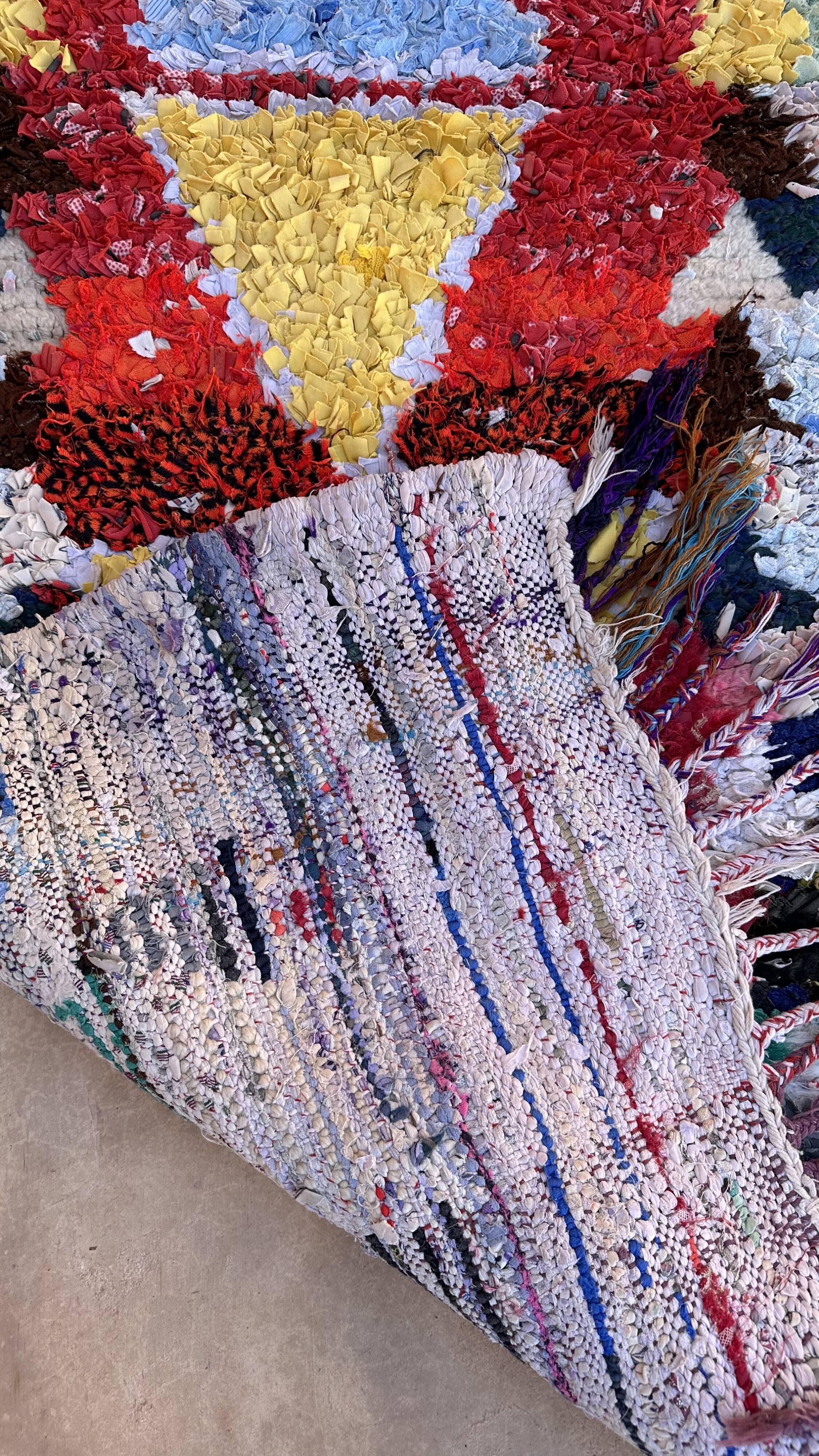 Tapis Berbère Boucherouite coloré - 81 x 190 cm