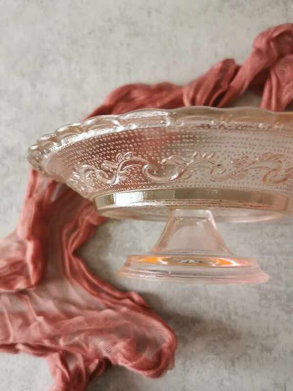 Coupe compotier en verre rose