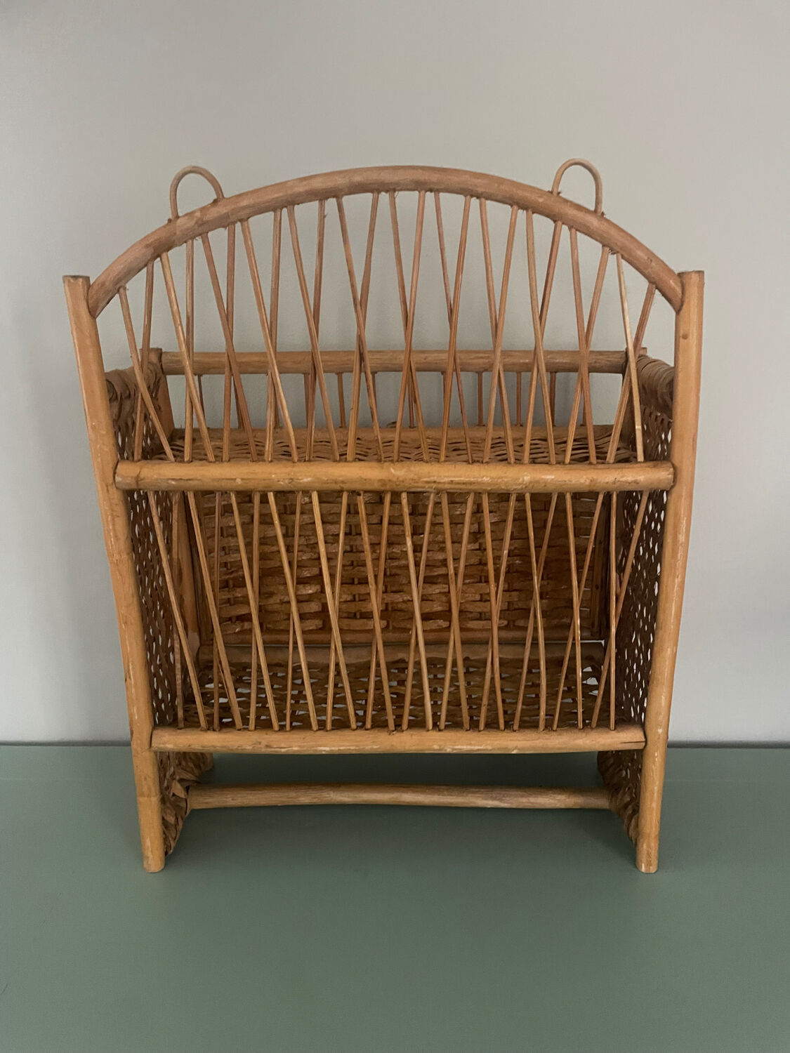 Vintage rattan wall shelf