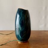 Old glazed ceramic bedside lamp - Bequet - Made in Belgium