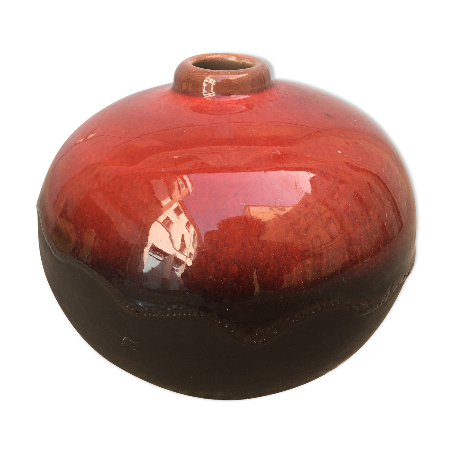 Vase en céramique design émaillé rouge