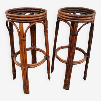 Pair of high rattan stools