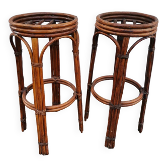 Pair of high rattan stools