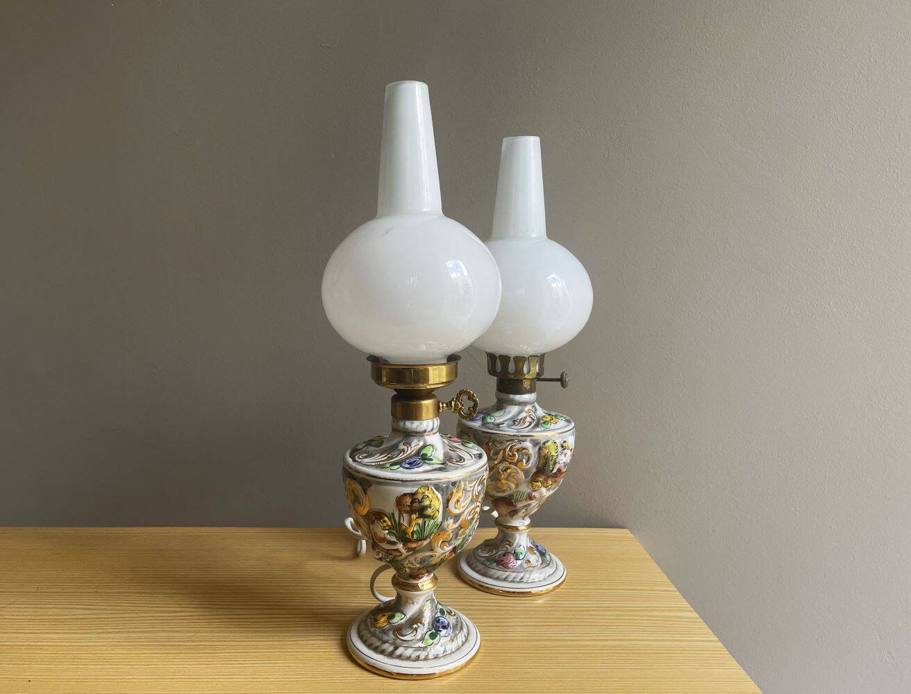 Pair Portuguese porcelain table lamps limited numbered by Alconaca