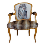 Armchair Louis XV head of wolf