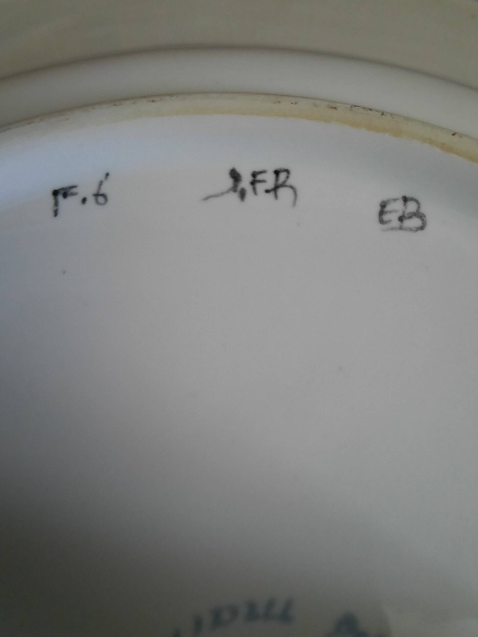 Old flat plate faience hb quimper hand-painted floral decoration