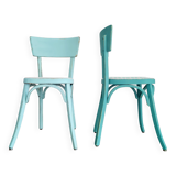 Pair of bistro chairs - blue stripes and velvet