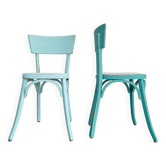 Pair of bistro chairs - blue stripes and velvet