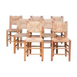 Charlotte Perriand 'Bauche' Model 19 Mid-Century French Rush Dining Chairs