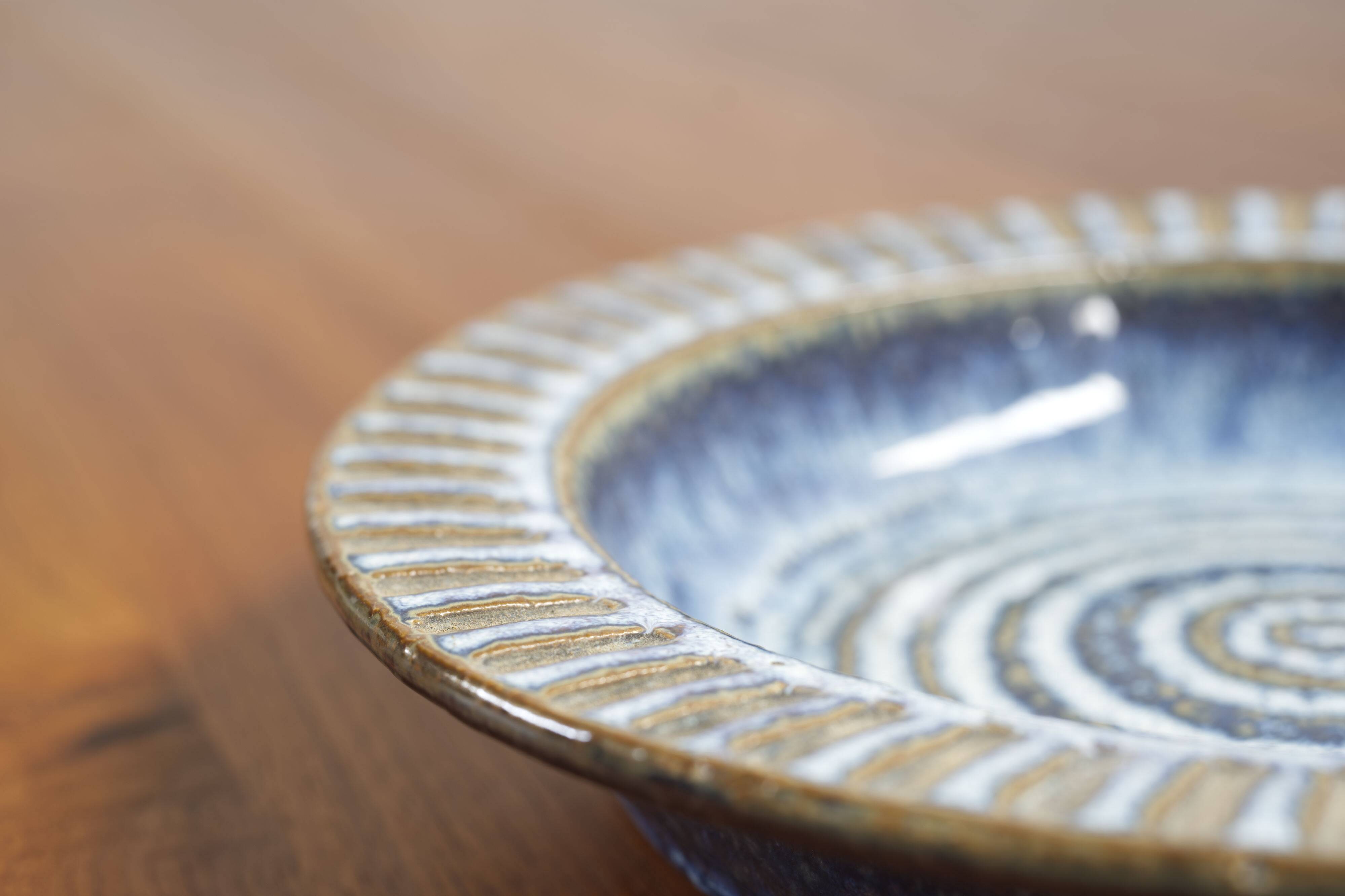 Blue Ceramic Dish Maria Philippi and Einar Johansen, Søholm, Denmark 1960s