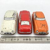 3 old small tin circuit cars with lead wheels • Vintage • 1960s
