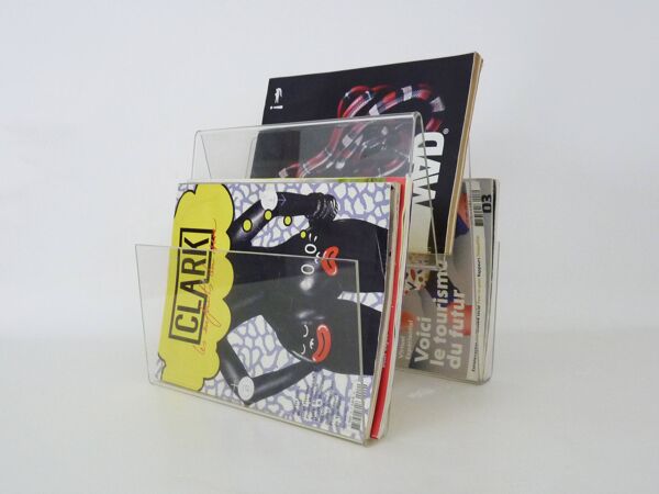 Porte revue vintage, porte magazine en plexiglas transparent