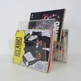 Vintage magazine rack, transparent plexiglass magazine rack