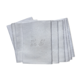 9 serviettes de table damassées 19ème monogrammées "MS"