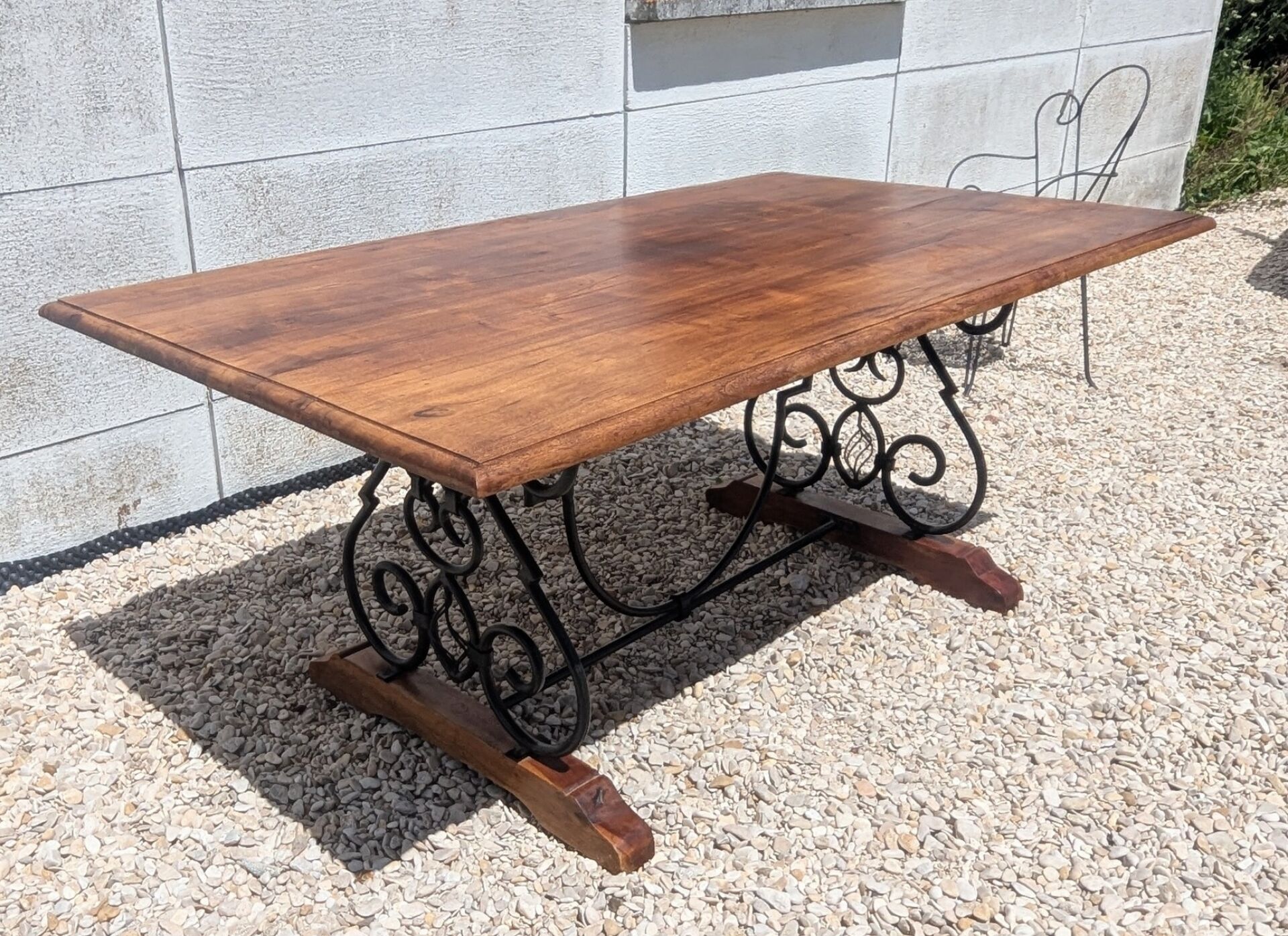 Belle Table A Manger En Fer Forgé Et Teck 180 cm 8 Convives