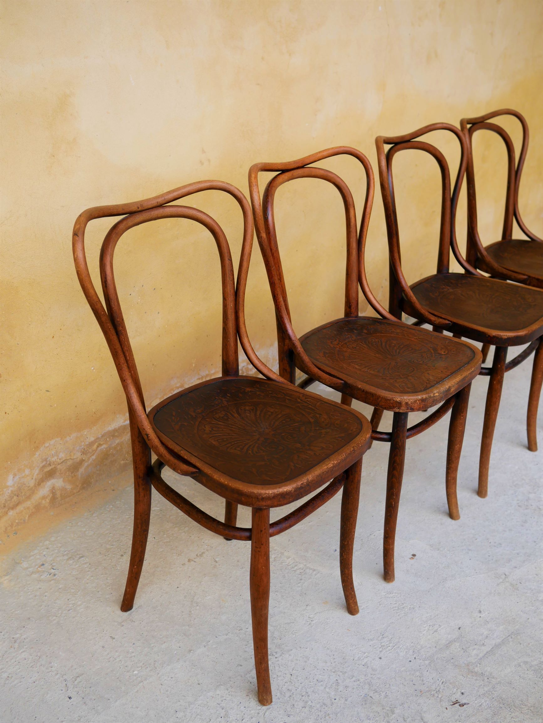 Set of 4 chairs Bistro, model n ° 55, by Jacob and Josef kohn