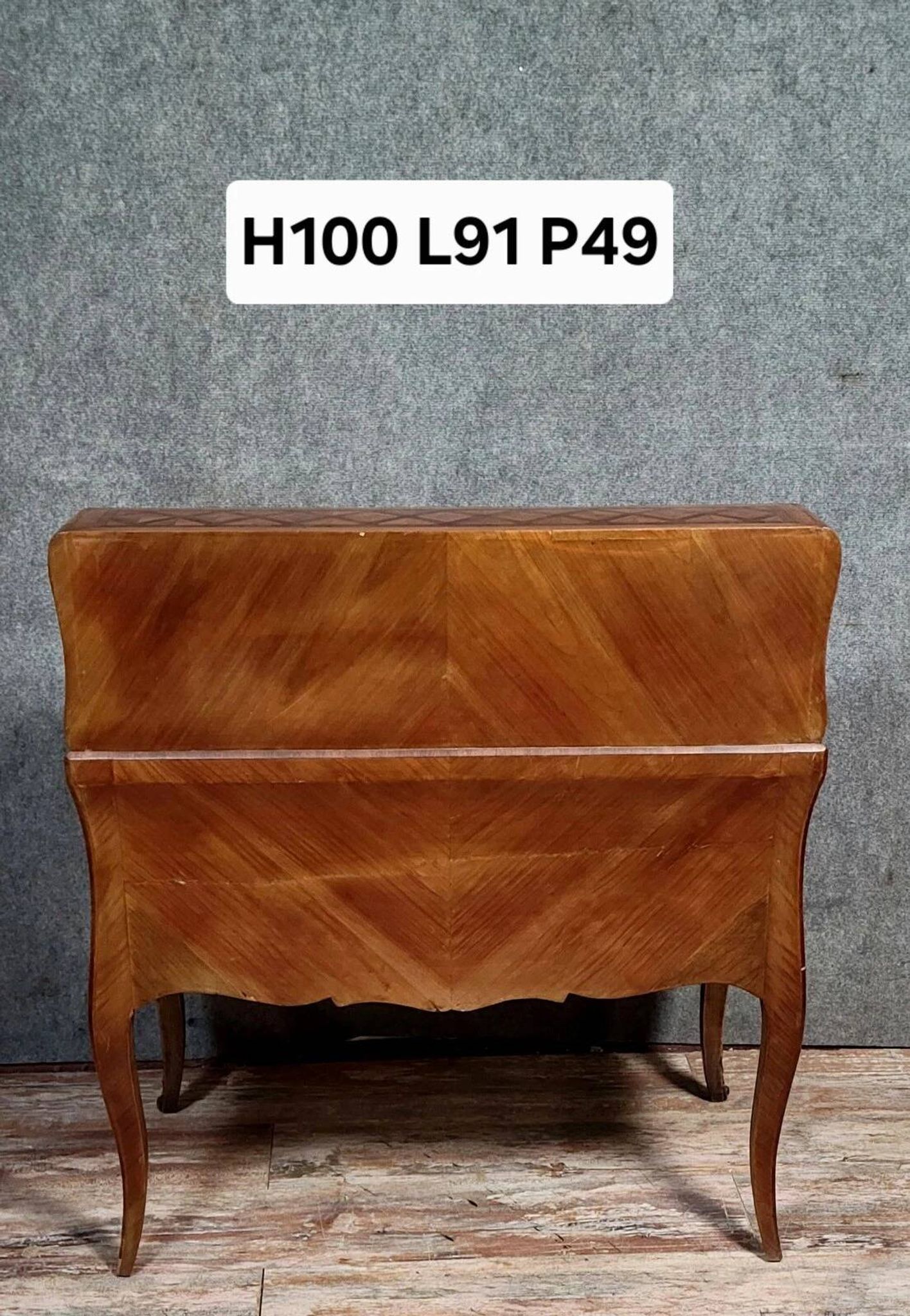 Louis XV period curved secretary desk in marquetry, circa 1750