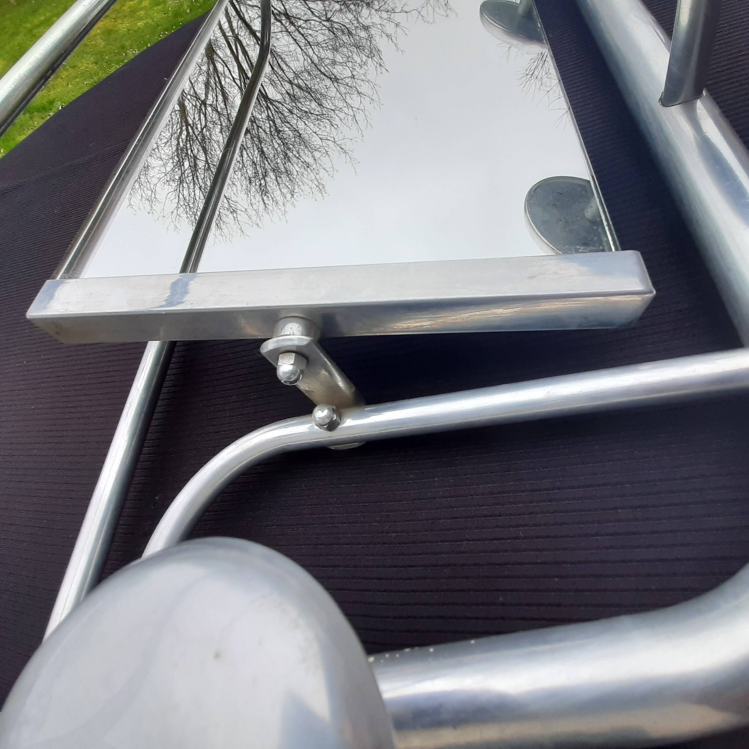 Vintage aluminum swivel mirror wall coat rack