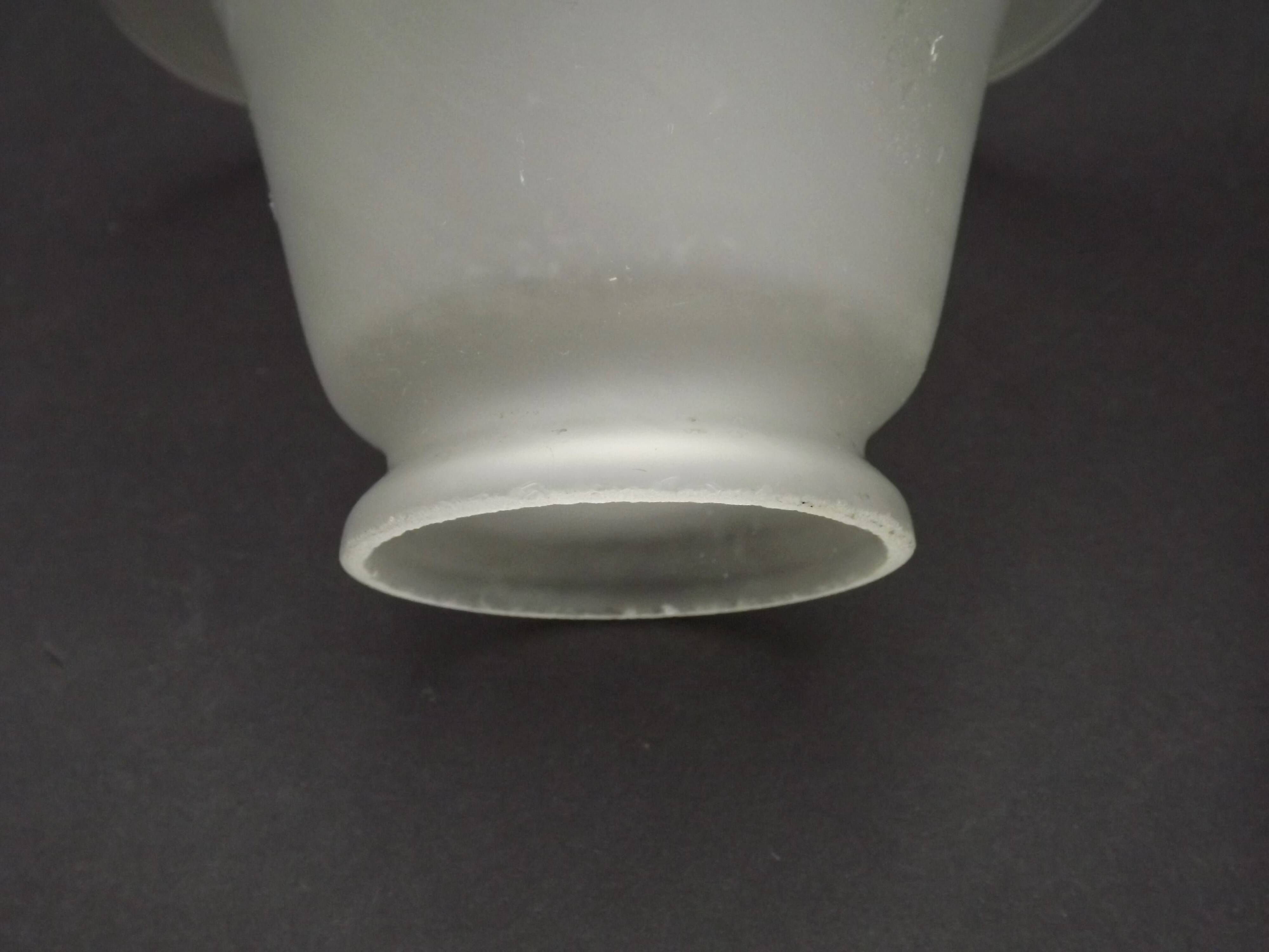 Set of 2 French Mid-Century Frilled White Glass Chandelier Shades