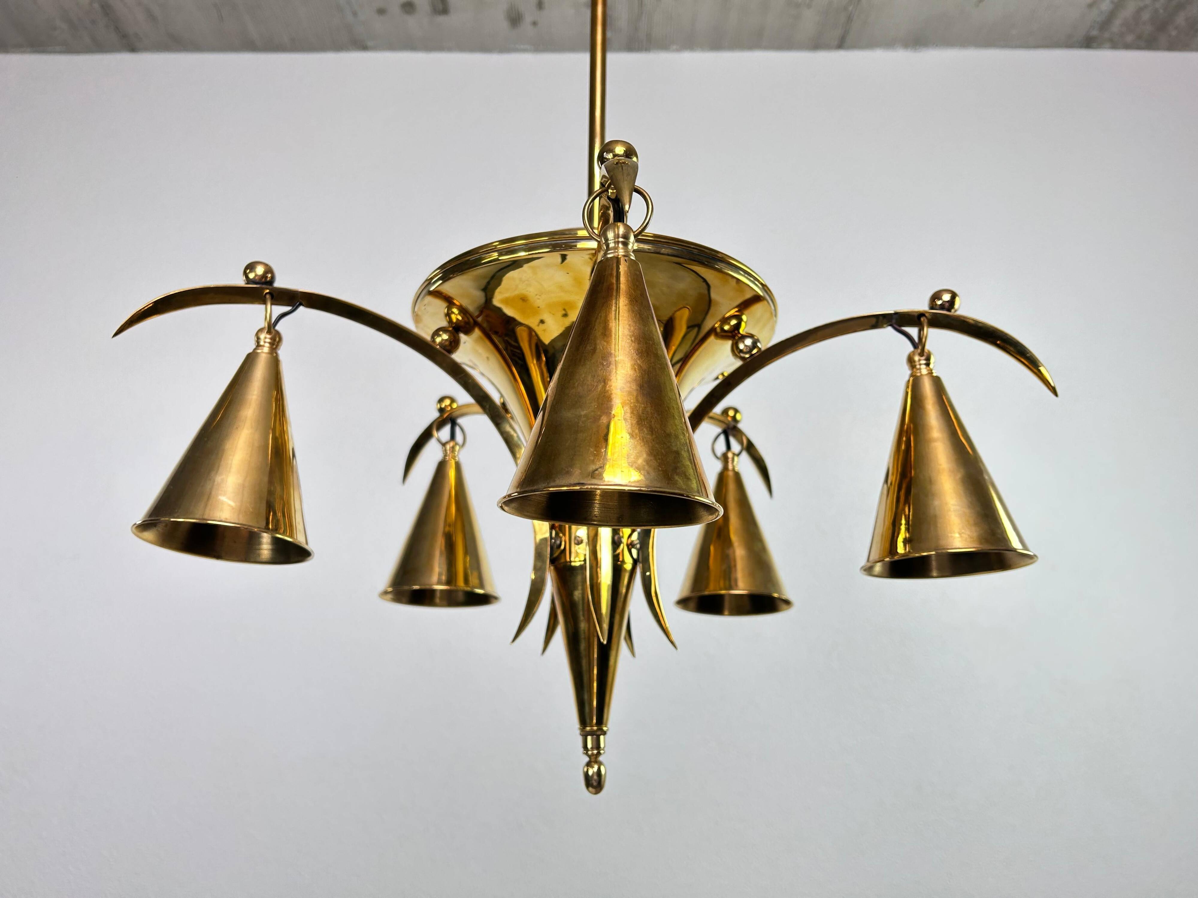 Lustre en laiton de la sécession viennoise par Dagobert Peche