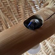 Lampe champignon XXL en rotin tressé années 70