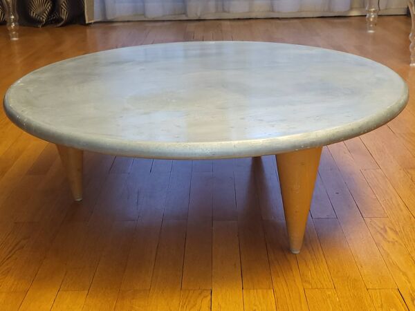 Table basse Sir Terence Conran pour Conran shop Paris  plateau zinc 1997
