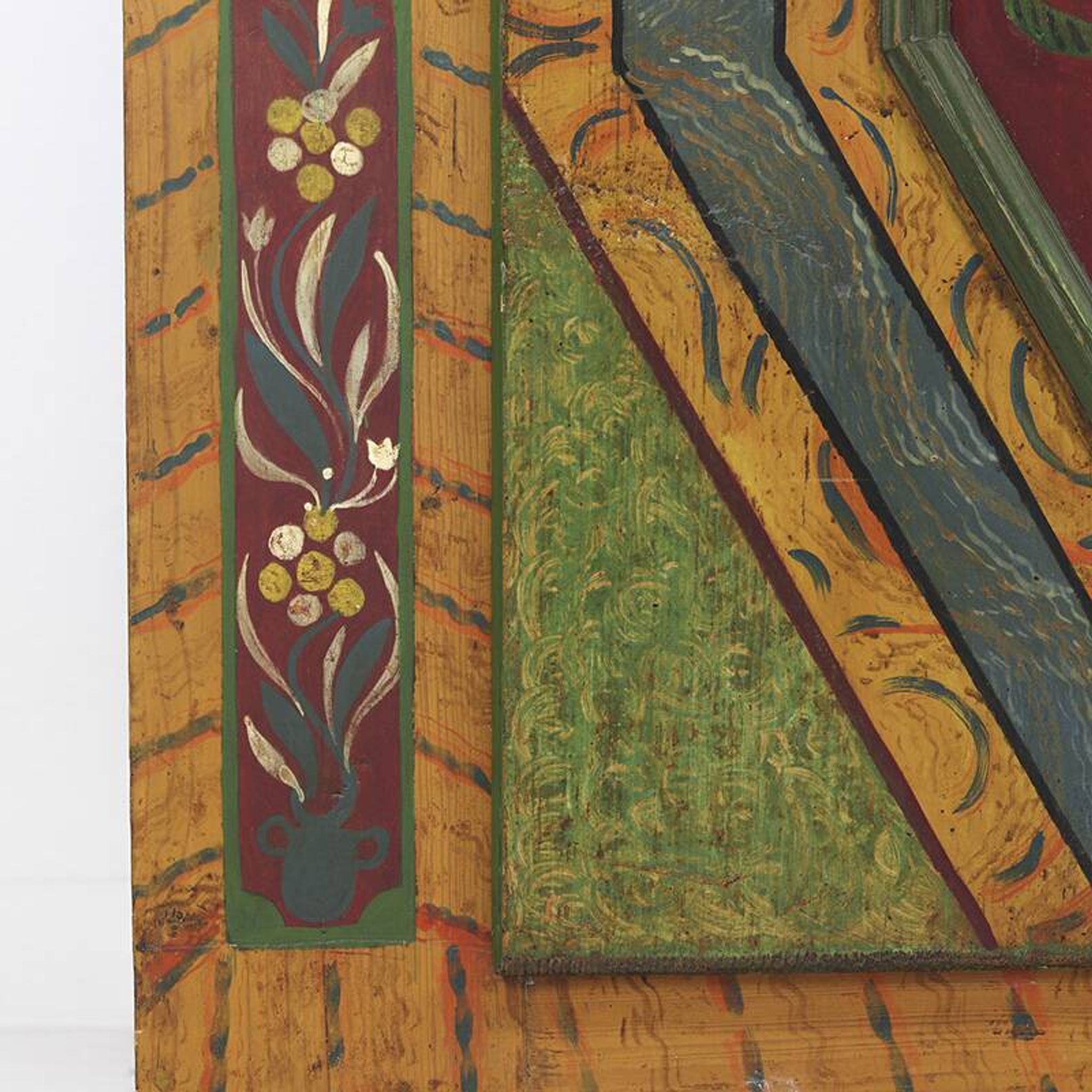 Rustic Farmhouse Antique Original Folk Art Painted Bridal Cabinet