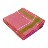 Set of 5 vintage cotton table napkins in pink and green.