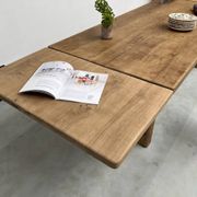 Large farm table from the 60s, in solid oak, with extensions