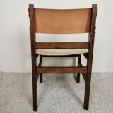 Series of 4 wooden and leather chairs