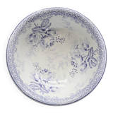 Old basin in white and purple earthenware - Floral decoration