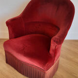 Fauteuil crapaud en velours rouge