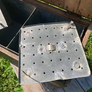 Old wooden and zinc crate, with handles. 1900, heating system