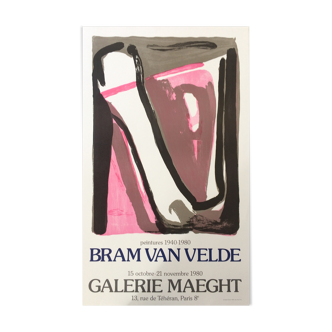 Affiche d'exposition en lithographie Bram Van Velde Galerie Maeght 1980.