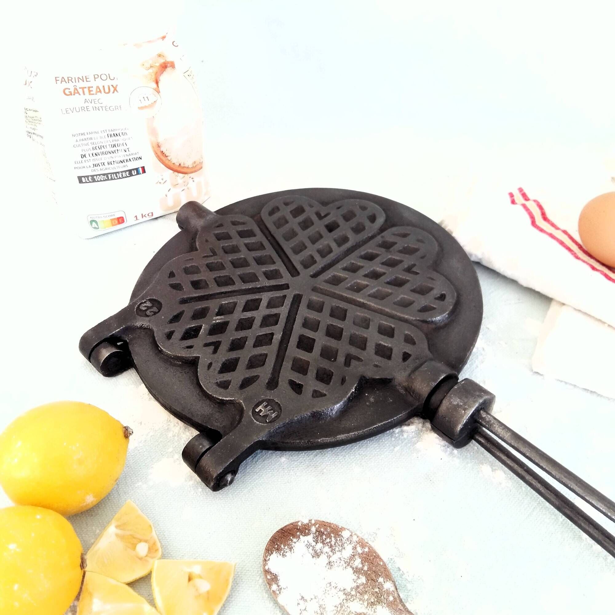 Antique Waffle Maker. French Cast Iron Waffle Pan.