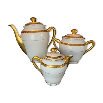 Coffee service Limoges white gilding Chapus c 1930