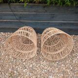 Pair of wicker pendant lights