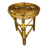 Round rattan stool from the 70s