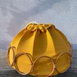 Wooden rattan and fabric suspension