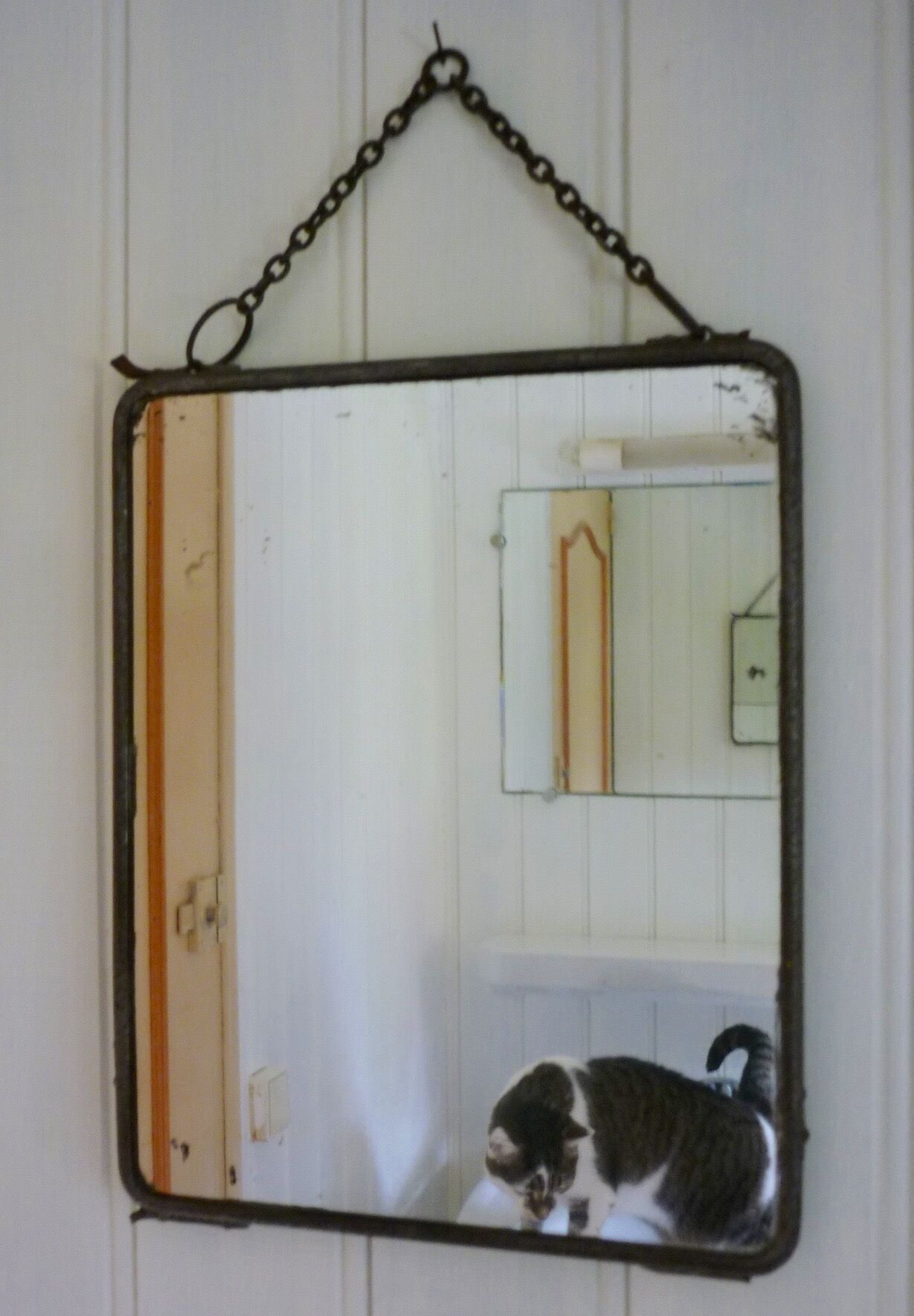 Old rectangular barber mirror