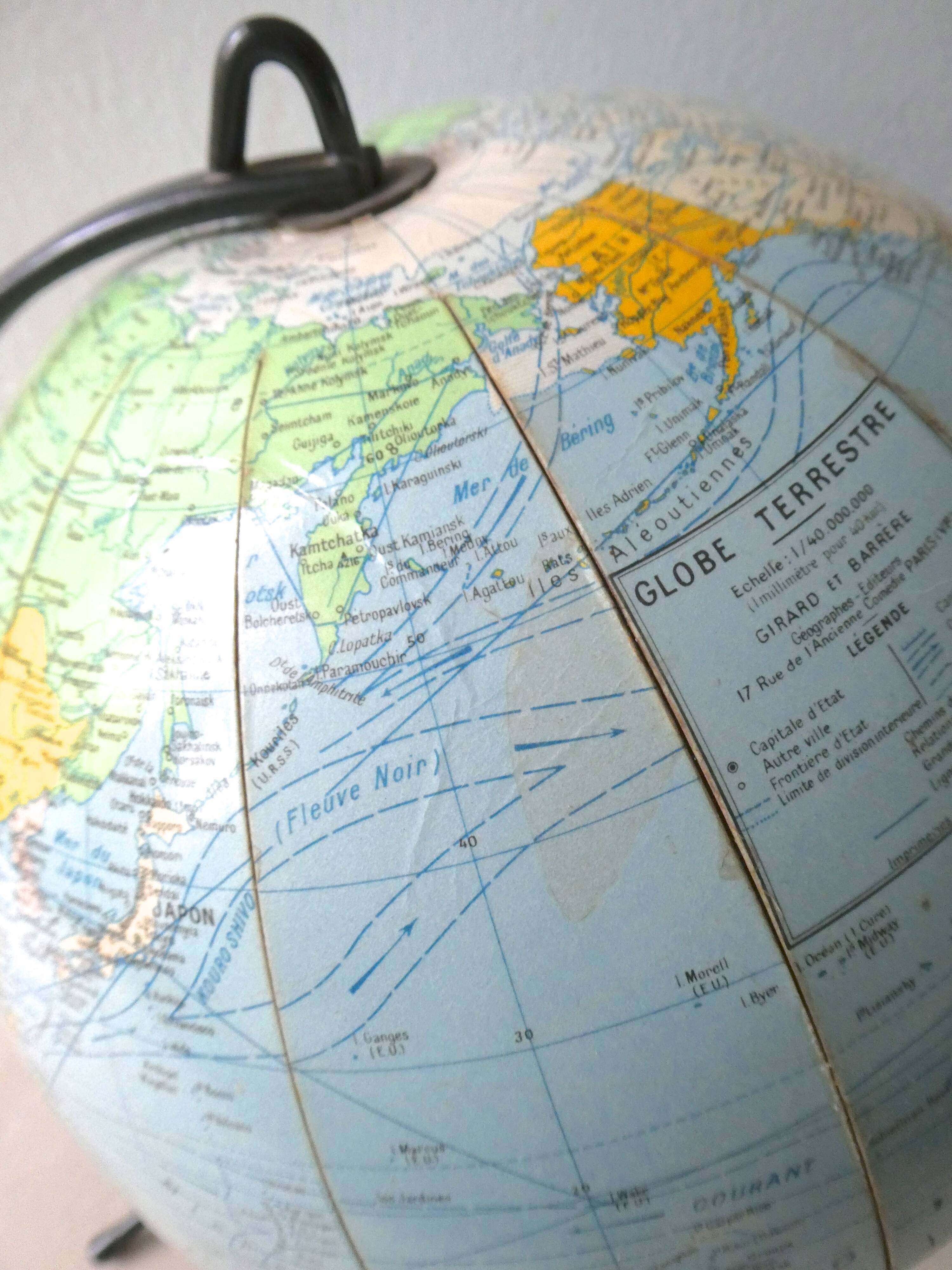 World map, globe land Girard and Barrere in the 1960s