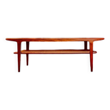 Teak Coffee table by with a rattan rack