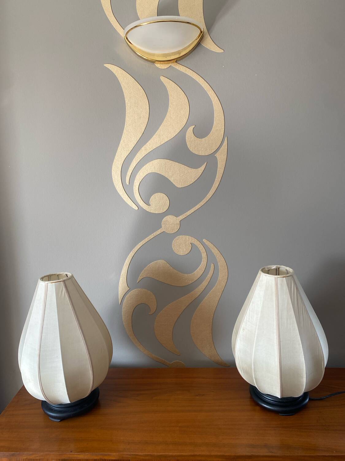 Paire de lampes lotus