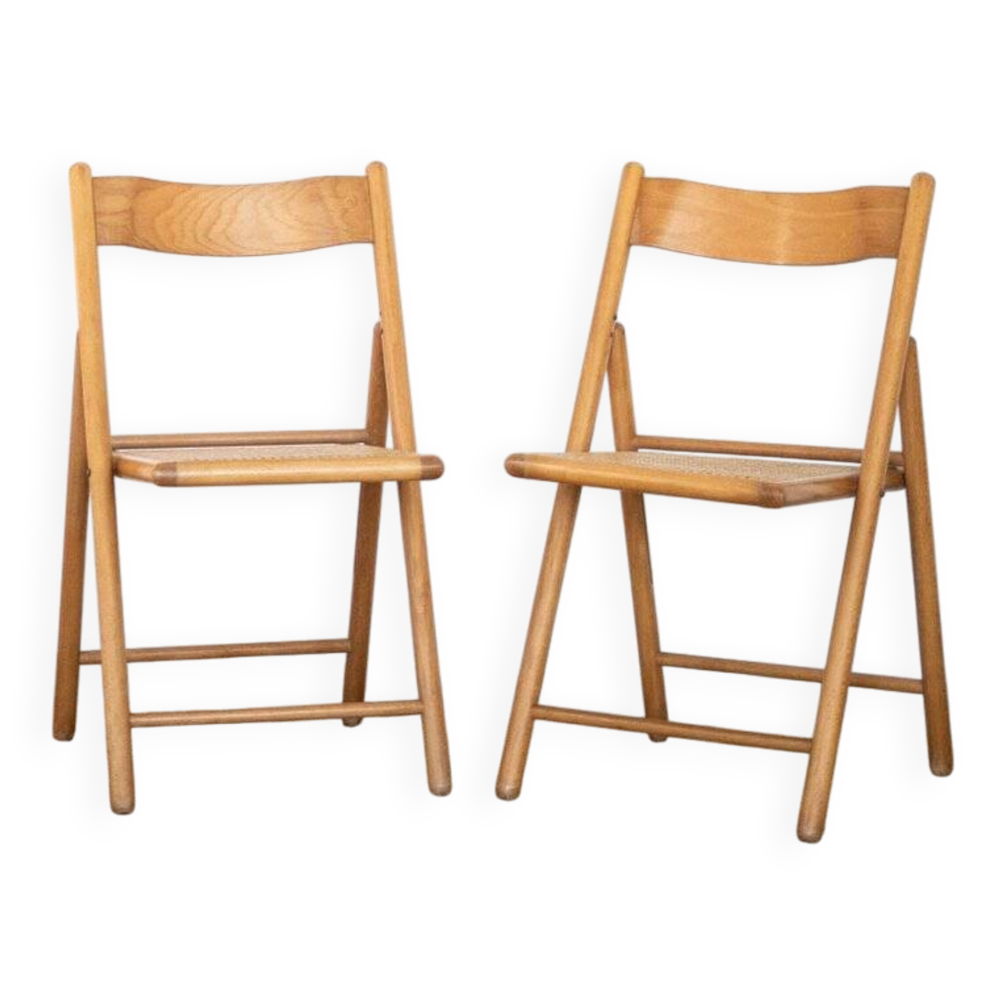 Pair of cane and beech chairs